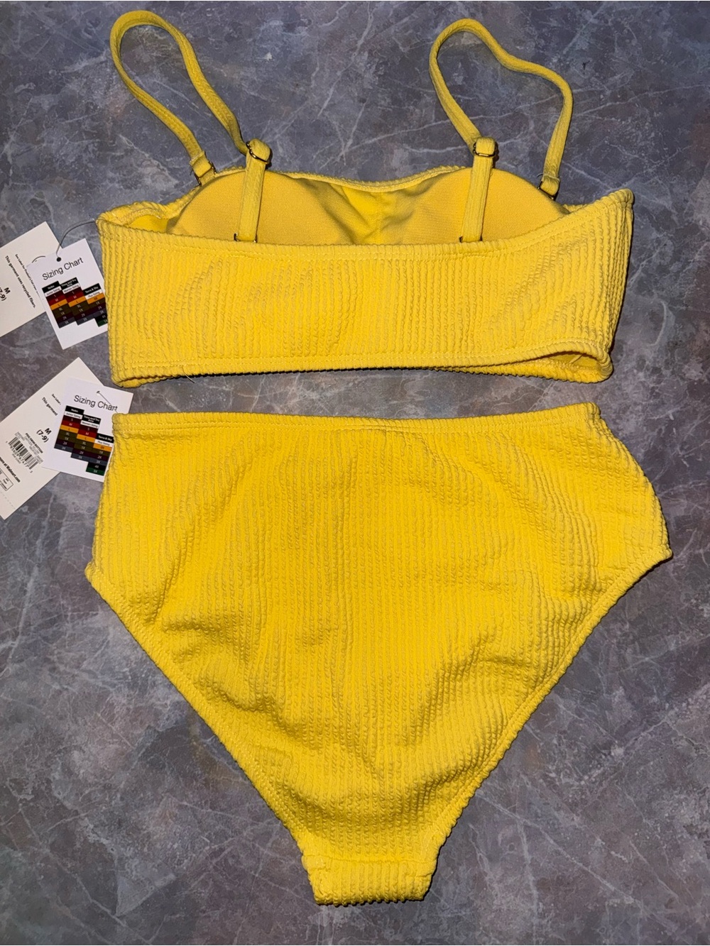 No Boundaries Yellow Textured High-Waist Bikini - Picture 2 of 5